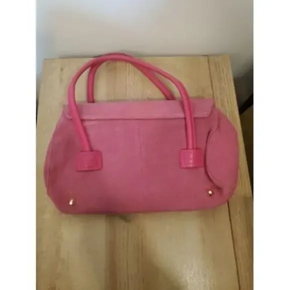 Y2K 90s Vintage GREAT AMERICAN LeatherWorks Handbag Pink Suede Size-12x16x7 in - Picture 2 of 3